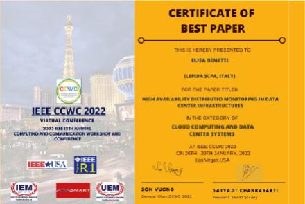 Lepida wins the best paper prize at the IECC CCWC 2022 - Image