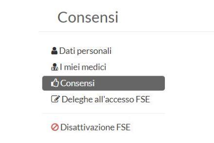 Consensi al Fascicolo - Schermata