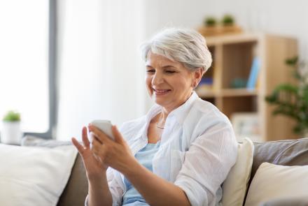 Senior lady using a smartphone